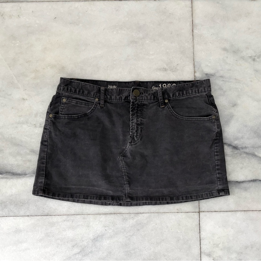 GAP 1969 Micro Mini Skirt Corduroy Gray Cotton Low Rise Womens 8 Boho Y2K Preppy